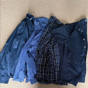 Men's Blue Button-Up Shirt Bundle - Mixed Blue Patterns